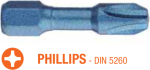 Насадка викруткова ударна USH Blue Shock : Philips PH2 x 30 мм Torsion, Уп. 5 шт.