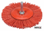 Щітка зачисна з нейлоновим ворсом, дискова до дрилі YATO: Ø=100 мм, зі шпинделем Ø=6 мм [10/60]