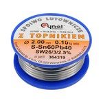 Припой Sn60-Pb40 проволочный на катушке VOREL: Ø=2 мм, m=100 г [30] 76818