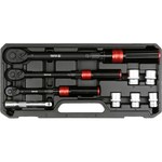 Ключи динамометрические YATO: под квадраты 1/4", 3/8", 1/2", F= 2- 220 Нм со вставками, компл. 9 элем YT-07716