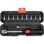 Ключ динамометрический YATO: квадрат 1/4", F= 2- 24 Нм, L= 230-253 мм с отверточными вставками, 11 элем. YT-07841
