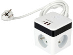 Подовжувач мережев 16А STHOR колод з 3 і 3 USB гнізд вмик і зазем, кабель 3-жильн Ø=1,0 мм² l= 1.5 м 72480