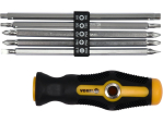 Отвертка двухсторонняя VOREL 64960 : L= 175 мм, (5 насадок) SL, PH, PZ, TORX, HEX, Cr-V, (64960)