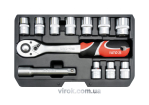 Набір головок торцевих YATO : квадрат 1/2", М10-24 з тріщаткою, подовжувачем. 12 Шт. [10]