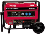 Генератор струму бензиновий YATO: P= 3.2 кВт, U= 230V AC і 12V DC, витрата- 1.45 л/г, бак- 15 л (YT-85435)