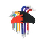 Ключи "TORX" с отверстиями YATO: T10- T50, Г-образные, 2-сторонние, l= 56- 137 мм, 9 шт. [5/80] YT-05637