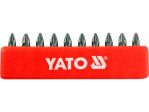 Биты Pozidriv PZ1 25 мм YATO YT-0470, хвостовик 1/4", 10 шт