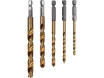 Сверла по металлу HSS TiN hex 1/4" YATO YT-44700, 4-10 мм, набор 5 шт