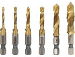 Набір свердл-мітчиків по металу покриті титаном STHOR: 6-гранний хвостовик- 1/4", Ø= М3-М10 мм, 6 шт