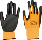 Рукавиці робочі з поліуретановою оболонкою YATO розмір 10, для користування смартфоном [12/144]