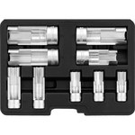 Головки торцевые открытые YATO квадрат: 1/4"- М 10/11/12, 3/8"- М 13/14/17, 1/2"- 19/21/22 CrV 9 шт. YT-17507