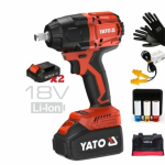 Гайковерт ударний безщітковий YATO: 2 акум.18 В Li-Ion 4 АГод, квадрат1/2", 850 Нм + зарядн. пристр