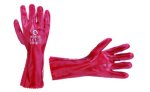 Перчатка маслостойкая х/б с ПВХ 10" 35 см INTERTOOL SP-0007, красная